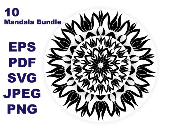 10 Relaxing Mandala Coloring Page Bundle for Creative and Professional Use