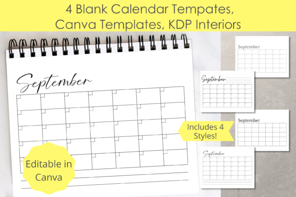 4 Blank Calendar Templates, Canva, KDP: A Strategic Tool for Planning and Productivity