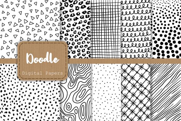 Black and White Doodle Papers for Creative Projects