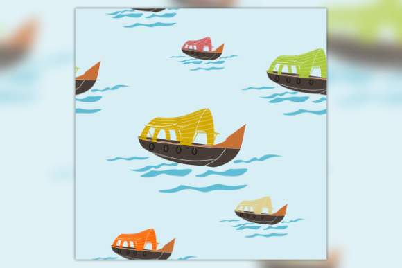 Bringing the Spirit of Kerala to Your Designs with the Oblique Indian Keralan Houseboat Pattern