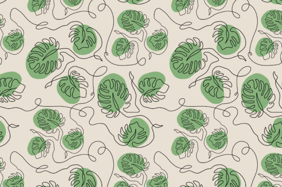 Elevating Digital Design with the Monstera Abstract One Line Art Pattern