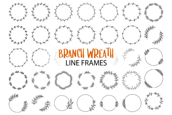Floral Wreath with Leaves Line Frames: A Versatile Design Asset for Every Creator