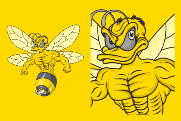 Mascot Logo Bee: A Decorative Calligraphy Illustration for Professional and Creative Use