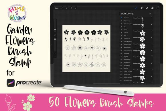 Procreate Brush Stamp 50 Garden Flowers: Bringing Nature to Your Digital Craft