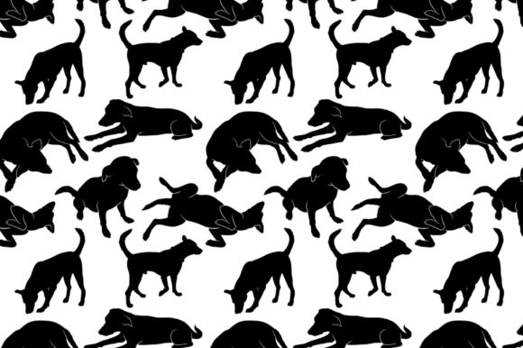 Seamless Dog Pattern Silhouette Design
