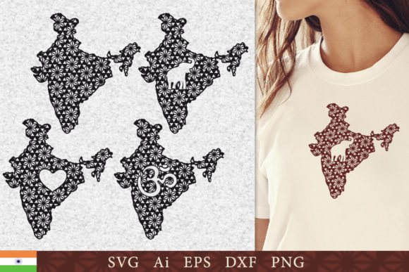 Silhouette of India with a Pattern SVG
