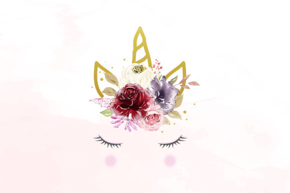Unicorn Graphic with Burgundy Florals